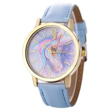 Reloj azul cielo extensible piel sintética unicornio de colores R2357