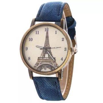 Reloj azul mezclilla Torre Eiffel vintage R2473