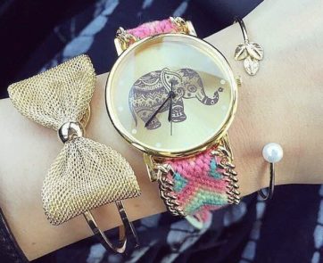 Reloj tejido rosa elefante R495
